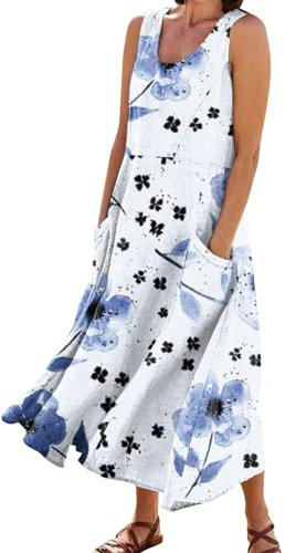 Kleider Damen Blumen 3/4-Arm Tunika Kleid Strandkleid Damen Lässig Wickelkleid Elegant Blusenkleid Damen Boho Blusenkleid Knielang Elegant Kleid Kleid Damen Elegant（3-Light Blue,XL）