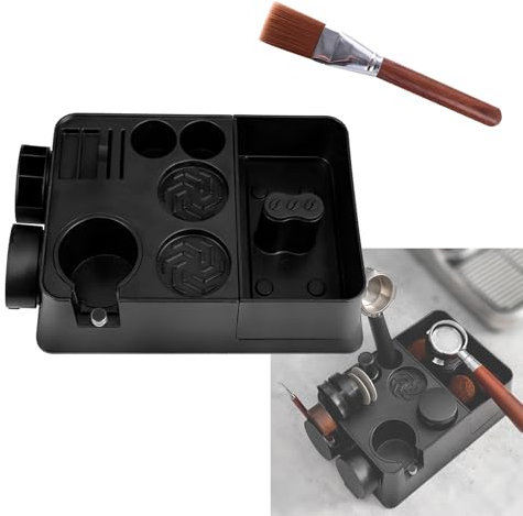 Coffee Organizer Box, ABS Powder Holder Storage Rack 12-in-1 Espresso Finishing Station Removable Trash Can Coffee Maker Sealing Station for Coffee Lovers