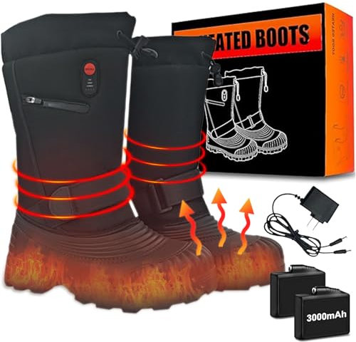 OHAANYY Bottes de Neige Thermiques d'hiver pour Hommes et Femmes,Bottes Chauffantes Electriques Chauffe-Pieds,Bottes Chauffantes Rechargeables Imperméables,Bottes D'extérieur Chaudes et Légères