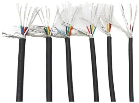 ZGYDNM Fil blindé UL2464 de 2/5/10M, 26awg, 24awg, 22awg, Fil Audio de Canal, 2 3 4 5 6 8 cœurs, câble de Commande de Signal en cuivre, Fil gainé(Black 26AWG,10 Meters_2 Cores)