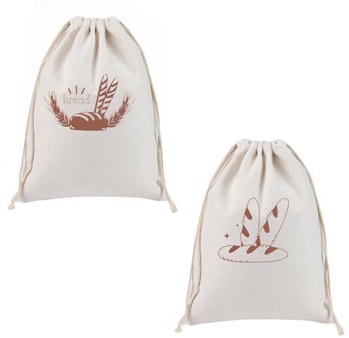 2 Pezzi di Sacchetto Portapane,Sacchetto di lino Naturale per il Pane,Sacchetti Riutilizzabili per il Pane,Sacchetti per la Conservazione del Pane,Sacchetto per Mantenere il Pane Fresco 40cm x 30cm