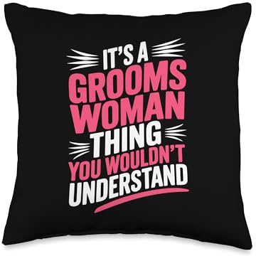 Funny Bride and Groom Female Wedding Attendant Groomswoman Throw Pillow