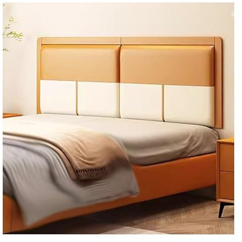 CWCQGH Upholstered Wall Panels, Pholstered Wall Mounted Headboard Panels, 3D Anti-Collision Padded Wall Stickers, PU Material Soundproof Padded For Bedroom Living Room(Orange 180x60cm)