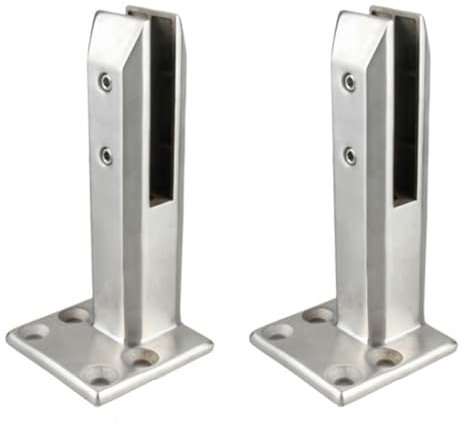 Morsetto Eccentrico in Vetro Argento, Morsetto per Vetro A Perno per Recinzione per Piscina in Acciaio Inossidabile 304 Morsetti per Pali per Ringhiere per Impieghi Gravosi,2pcs,200mm
