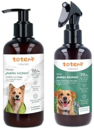 Totem Naturals | Pack Repelente Champú 250 ml + Spray 250 ml Natural para Perros
