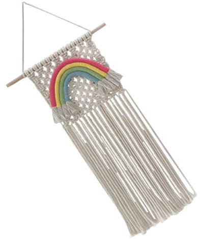 IMIKEYA Wanddekoration – Handgefertigter Makramee-wandbehang Regenbogen-wandteppich Quasten- Gewebter Wandteppich Natürliches Baumwollseil Kinderzimmer- Foto-requisite