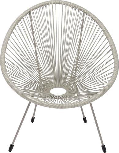 Kare Design Sessel Acapulco Mono, Greige, Indoor Outdoor Stuhl Retro-Design | Gartenstuhl, Relaxsessel für Balkon, Garten, Terrasse, Greiges Stahlgestell, 85x73x78 cm (HxBxT)