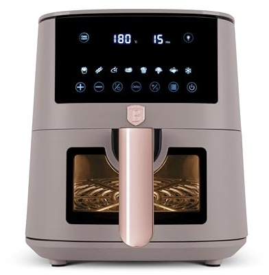 Berlinger Haus Freidora de Aire 5L con Ventana Visible, Control Digital de Temperatura 40-200℃, Función Rápida y Mantener Caliente, Protección Sobrecalentamiento, Pantalla LED Táctil