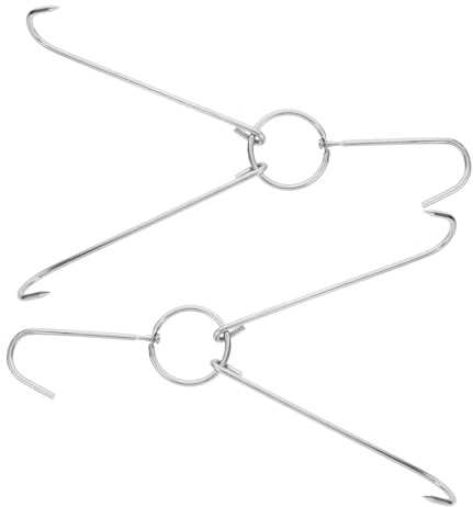 HOLIDYOYO 2pcs Stainless Steel Double Meat Hooks for BBQ and Smoker Heavy Duty Hanging Hooks for Poultry Pork Beef Versatile Easy to Clean Efficient Meat Handling