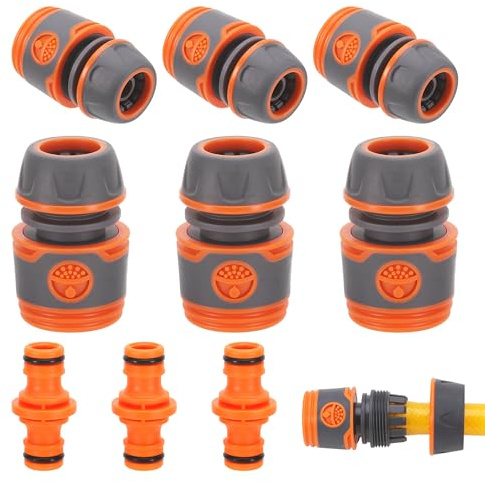 Hejo Schlauch Kupplungs Satz, 6 Stück Schlauchverbinder 13 mm mit 3 Stück Kupplungs, Schlauchkupplung zur Schlauchverlängerung, Schlauchanschluss 1/2 Zoll für Familie Garten
