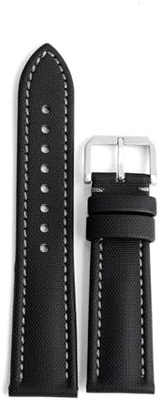 YELEMEABHB Bracelet de montre en toile de voile 18 mm, 19 mm, 20 mm, 21 mm, 22 mm, étanche, for dégagement rapide, accessoires de ceinture Bracelet de montre(Black-gray line,22mm)