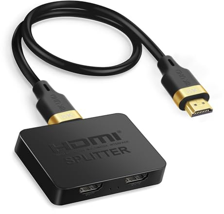 NEWCARE HDMI Splitter 1 in 2 Out, 8K HDMI Splitter 1 in 2 Out Gleichzeitig, Hdmi Verteiler 1 in2 Out, hdmi Splitter 2 Monitore Gleichzeitig Full HD HDTV Blu-Ray DVD, Fire Stick (NOT Extended Display)