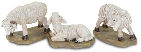 Riffelmacher Krippenschafe 3er Set | Polyresin | 4,5 6 cm | Creme | stehend & liegend | Weihnachtskrippe Figuren naturgetreu | 78510