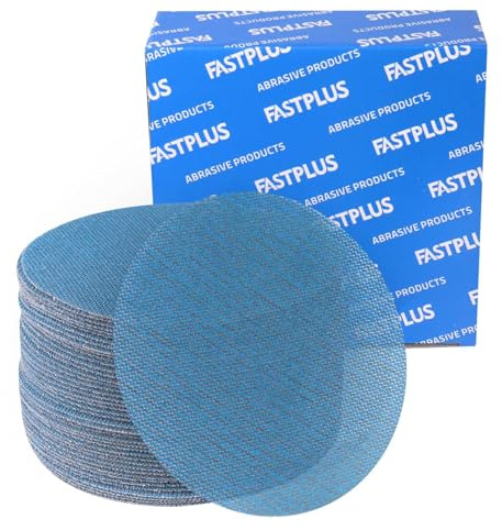 FASTPLUS Ceramic 150mm Mesh Sanding Discs Hook & Loop 80-320 Grit Dust Free | 40 Pcs 6 Inch Sandpaper for Random Orbital Sanders Dust Free for Car Wood Furniture Floor Sanding & Polishing