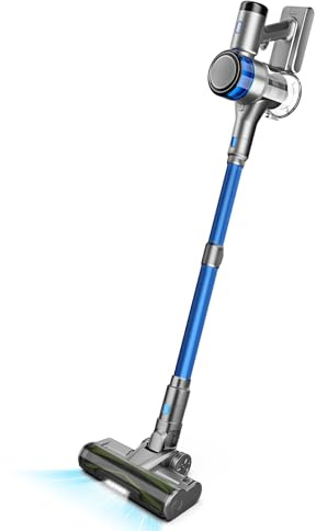 Aspirateur sans Fil, 400W 45KPa Aspirateur Balai sans Fil Puissant, 55Min Autonomie, Brosse Anti-emmêlement, Batterie Amovible, Aspirateur sans Sac avec Écran LED pour Tapis Poils d'animaux Sol Dur
