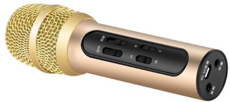 SOIMISS Professionelles USB Kondensator Karaoke Mikrofon mit Handheld Design und Integriertem Hall Effekt Leichtes Langlebiges Gesangsmikrofon für Zuhause und Live in Champagnergold
