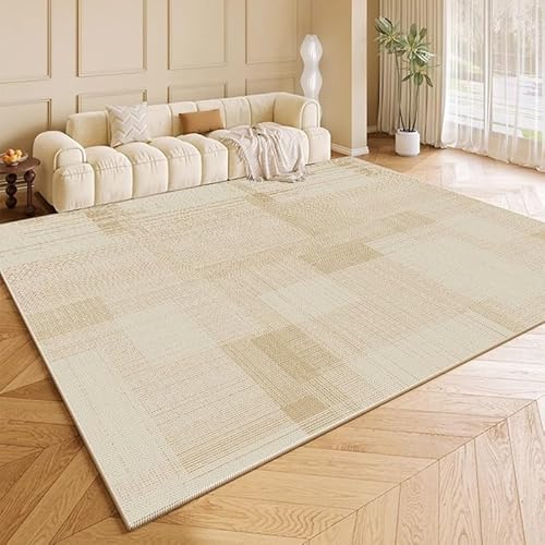 Alfombra geométrica de retazos beige, 200 x 290 cm, antideslizante, lavable, pelo corto, para salón, dormitorio, comedor, decoración elegante para el hogar
