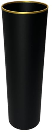 Grabvaseneinsatz Schwarz mit Goldrand, 22 cm - Wetterfest & Robust | Passend für Friedhofsvasen, Kunststoff-Vasenbecher mit 7,2 cm Durchmesser, frostsicherer Grabschmuck für das Grab