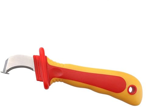 Akozon Demontagemesser, 1000 V, Isoliertes, Antimagnetisches Kabelmantel-Abisoliermesser für Elektriker, 1000 V Hochspannungskabelmantel-Abisoliermesser, Elektriker-Werkzeug, Rot