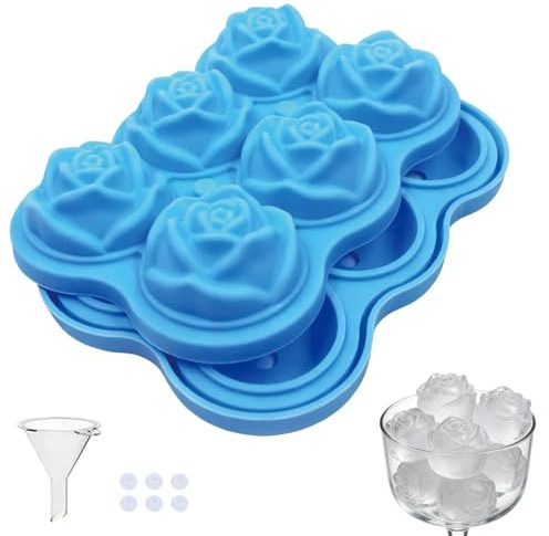 Silicone Rose Ice Ball Maker Molds - 6 Cavity Large Ice Cube Trays with Easy Release, Perfect for Chilled Cocktails, Whiskey, Bourbon, and Homemade Juices