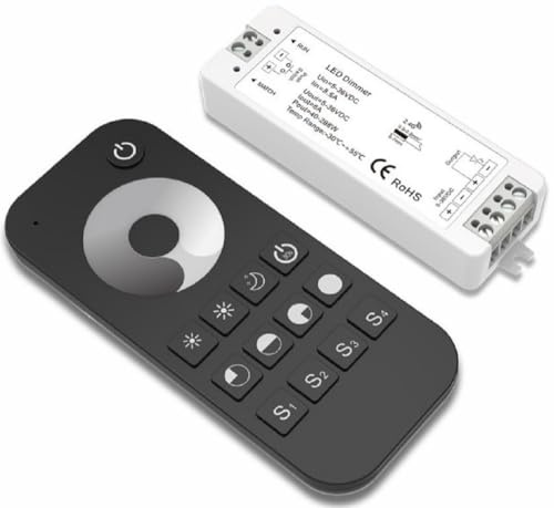 Juego de regulador de intensidad universal (2,4 GHz, incluye receptor y mando a distancia para tiras de luces LED de 12 V, 24 V, de 5 V a 36 V)