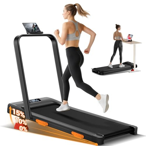 LONTEK 3.0HP Vibration Plate Walking Pad mit Steigung 15% | 8KM/H Laufband für Zuhause mit Steigung und Geräuscharmer Motor,Laufband Schreibtisch Max 120KG