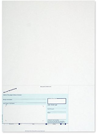 mashpaper Verrechnungsscheck Scheck zur Verrechnung Vordruck A4 Menge wählbar 100, 500, 1000 Stück - 750112