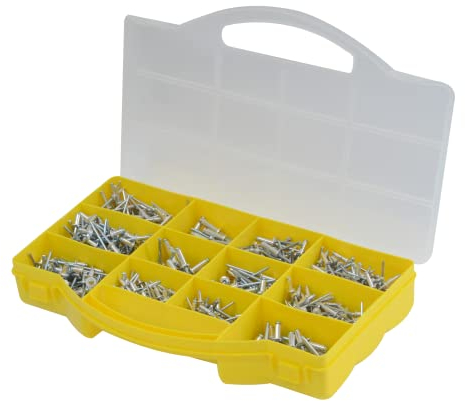 Dapetz ® Assorted Pop Rivets of 650 Pieces Set Double Cap Rivet Tubular Metal Studs with Punch Pliers Tool Kit for DIY Leather Craft Repairs with Carry Storage Case