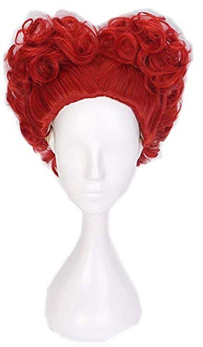 COSPLAZA Perücke Kurze Curly Wave Anime Rotes Herz Styled Red Heart Theme Party Cosplay Wigs