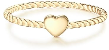 GLANZSTÜCKE MÜNCHEN Damen Ring Herz aus 925/- Sterling Silber gelbvergoldet | 14 Karat,Gelbgold,Freundschaftsringe,dünner,Herzring,Stapelring,Silberring,Gold,Motivring,Ringbreite 1,3 mm