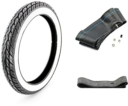 3-teiliges Set Kenda K418 4PR Weißwand Reifen 2,75 x 17 Zoll 41P TT + Schlauch & Felgenband für Kleinkraftrad und Motorrad