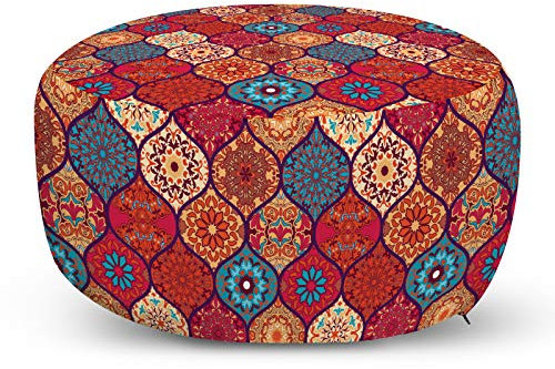 ABAKUHAUS marokkanisch Hocker, Oriental Wellig Natur, dekorative weiche Fußstütze und Reißverschlusshülle osmanisches Wohn-und Schlafzimmer, Mehrfarbig