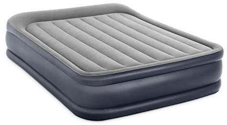Intex 64135ED Dura-Beam Plus Deluxe Pillow Rest Air Mattress: Fiber-Tech – Queen Size – Built-in Electric Pump – 16.5in Bed Height – 600lb Weight Capacity