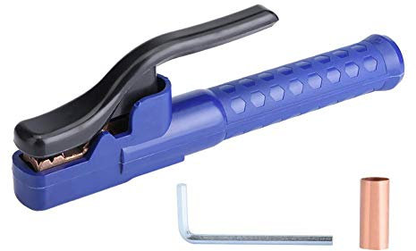 Elprico Schweißelektrodenhalter, 800A Elektrodenhalter Isolierte Kupferschweißklemme mit Schraubenschlüssel Kupferrohr für Schweißmaschine, Blauer Griff(Red Copper)