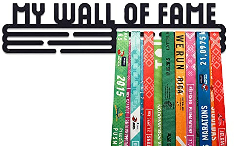 United Medals MY WALL OF FAME Medaillenhalter Running Laufen Sport für 48 Medaillen Aufbewahrung - Läufer, Sportler Geschenk Marathon Zubehör - Medal Holder Hanger Display Rack - Schwarz