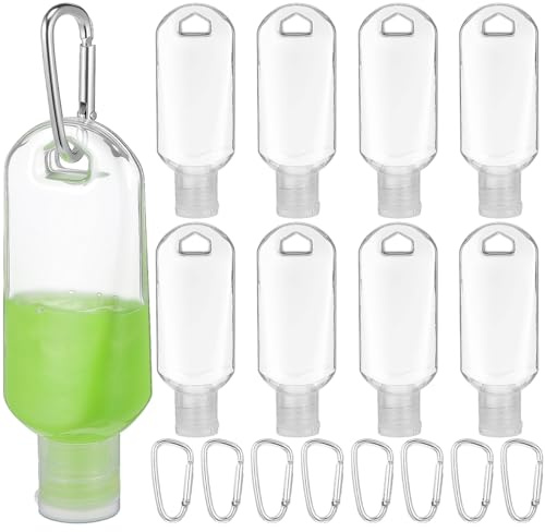 15Pcs 60ml Travel Bottles with Keychain Hook, Refillable Leakproof Containers for Hand Liquids, Assorted Colors