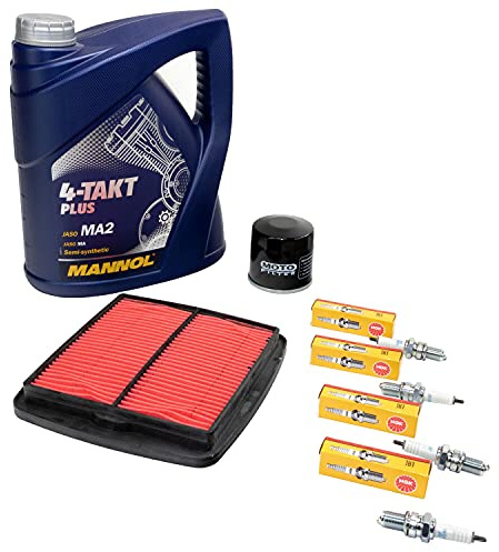 Wartungspaket Öl 4L + Luftfilter + Ölfilter + Zündkerzen für Suzu ki GSF 1200 Bandit GSF1200 GV75A Baujahr 1996-2000