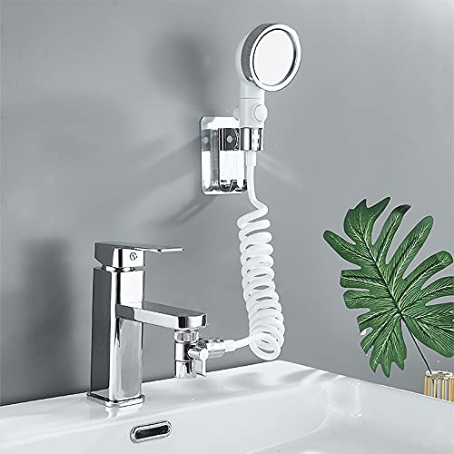 Faucet Handheld Showerhead Attachment with Stop Water-saving Function For Hair Pet Washing Baby Bath, With Universal Diverter Valve