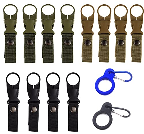 Srup 14 Stück Flaschenhalter Karabiner Haken, Wasserflaschen Schnallen Halter Haken, Wasserflasche Schnalle, für Reisen, Angeln, Wandern Oder Outdoor Aktivitäten