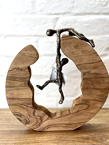 Generisch MF Gilde Figur Skulptur Teamwork Starke Freunde Bronze Mango Holz Alu Geschenk Dekoration Höhe 30cm Dekoration Freunde Arbeitskollegen