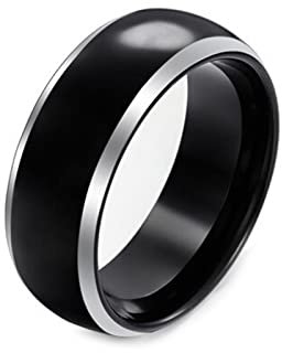 Dsnyu Wolfram Ring Ehering, Bandring Herren Breit 8MM Verlobungsringe In Schwarz mit Gravur 70 (22.3)