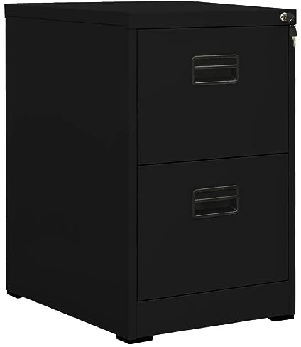 vidaXL Aktenschrank Büroschrank Metallschrank Schrank Stahlschrank Schubladenschrank Bürocontainer Lagerschrank Schwarz 46x62x72,5cm Stahl