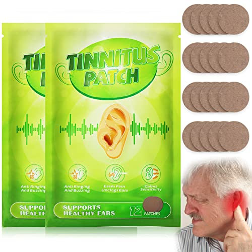 Relief Tinnitus Ear Patch, Wieat Herbal Ringing Ear Care Relief Patches, Ear Infection Treatment Plaster Health Care for Hearing Loss and Ear Pain Relief, Soothing Ear Pain, Itchiness(2 Pack, 24Pcs)