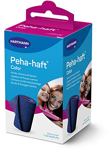 Peha-haft: Venda Elástica Autoadhesiva para la Sujeción de Compresas y Gasas, así como para la Estabilización de Músculos y Articulaciones; Azul; 4mx8cm