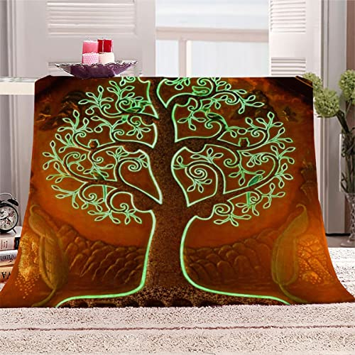 Baum des Lebens Kuscheldecke 150x200 cm Flanell Decke Extra Weich Flauschige Wohndecke Exotisch mit Muster Blanket Fleecedecke Waschbar Microfaser Sofadecke Couchdecke bettüberwurf
