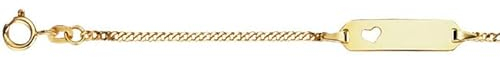 Baby- & Kinder ID-Armband Goldarmband mit Herz 333 Gold 14 cm I Panzerflach Armband mit Gravur Taufarmband Gold Namensarmband mit Namen Kinderschmuck | Nickelfrei | Made in Germany I 5.56059HERZ