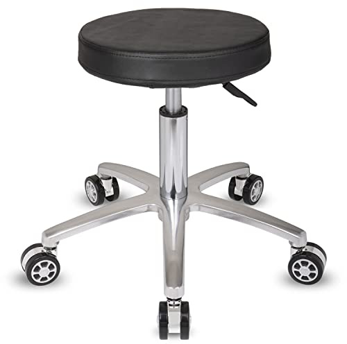 Staboos Rollhocker bis 160 kg - Gel-Polster Sitz rund - Praxishocker mit Rollen - Drehhocker höhenverstellbar (50 cm bis 65 cm) Rundhocker