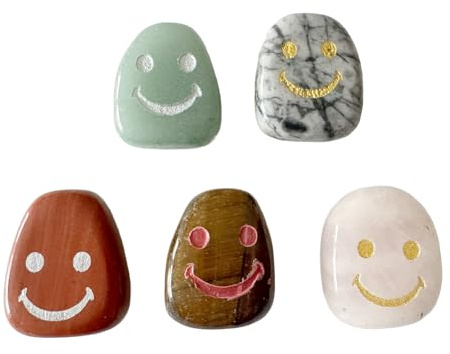 Smiley Emoji Edelsteine Steine Handschmeichler Taschenstein 5 Stück