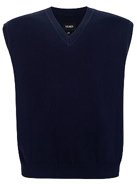 Krumba Uomini Maglione Gilet per più Misurare: Grande Alto V Collo Senza Maniche Lavorare Maglia Cotone Maglione Marina 3XL