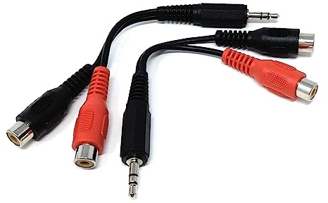 DRUT 1pcs 15cm 3.5mm Stereo Jack Plug to Twin RCA Phono Sockets Audio Cable Adapter Splitter Lead (Black)